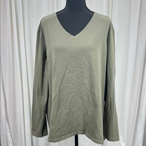Life Is Good Sage Green Women’s XXL V-Neck Long Sleeve T-shirt Top Casual